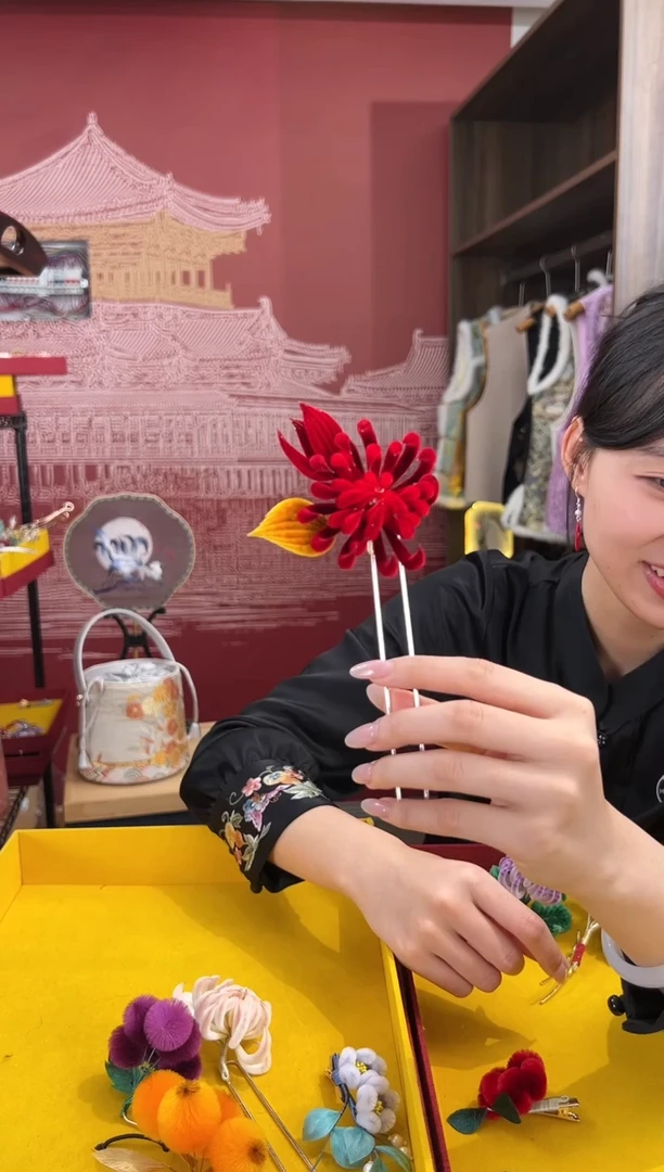 【闪购商品】刺绣非遗绒花（发饰）