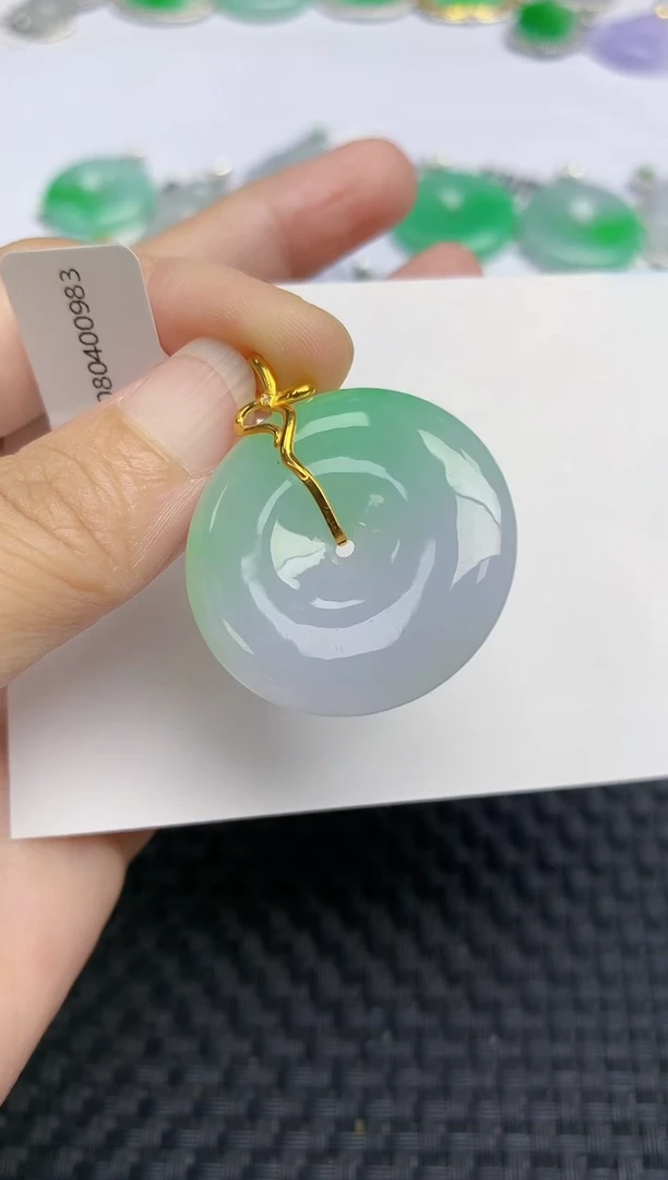 翡翠18K金镶嵌颈饰天然缅甸A货翡翠百元以上9元证书费自理