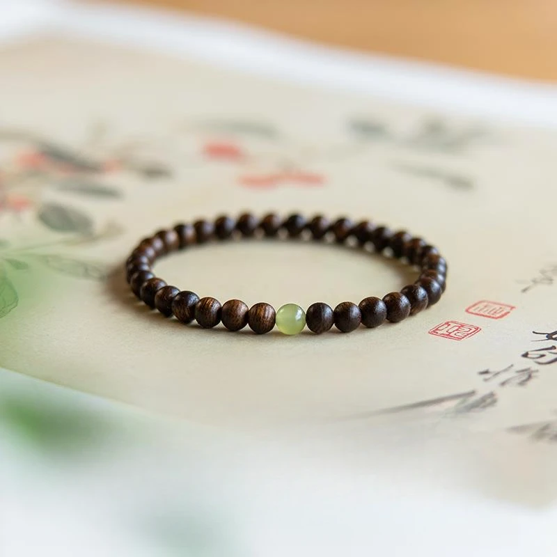 手串真品4mm小米珠子天然木质和田玉高端手链男女士