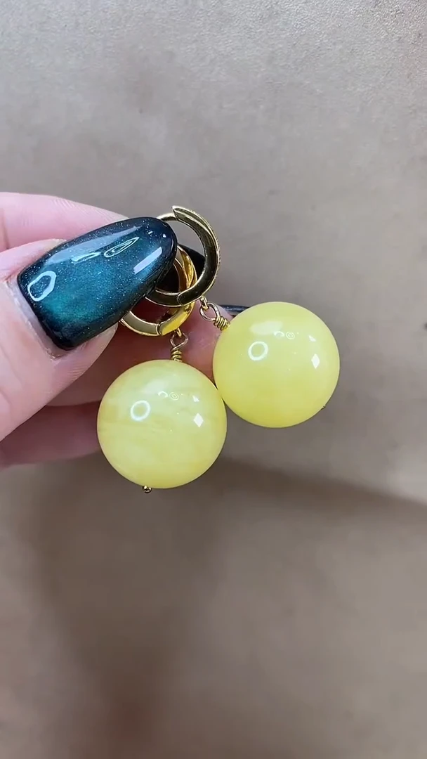 琥珀颈饰未镶嵌耳环