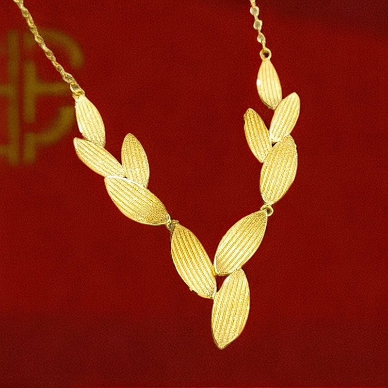 《三狼》9999足金金枝玉叶套链基地过检一物一证纯金套链轻奢时尚