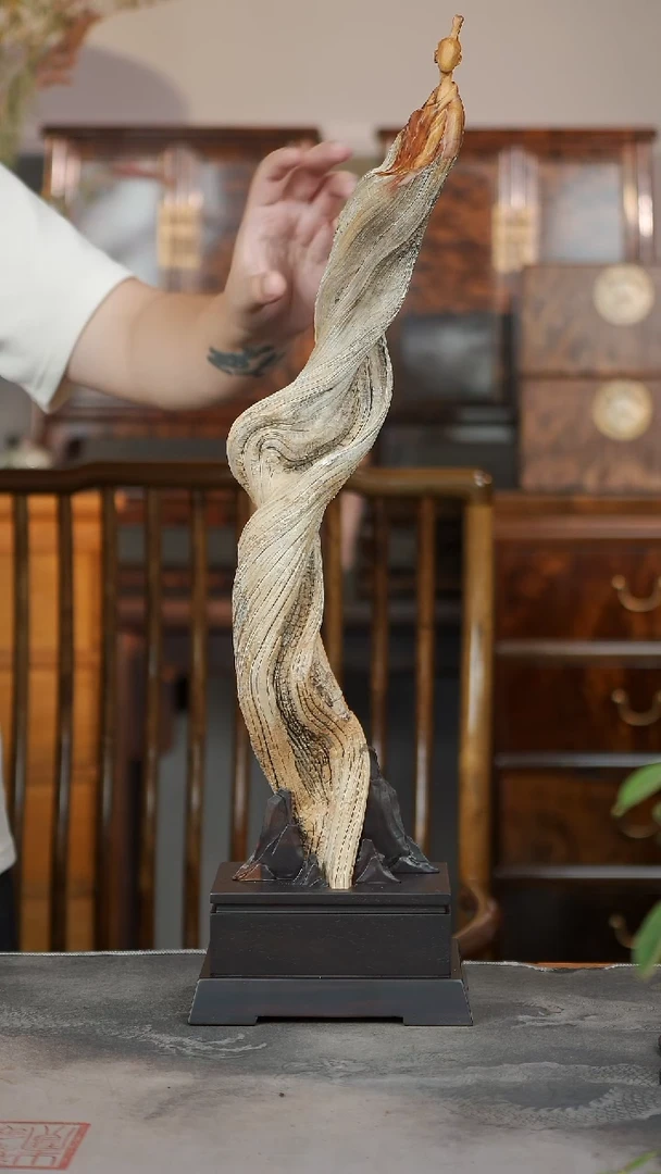 柏木（崖柏）陈化黑油彩骨料精品无相摆件68cm