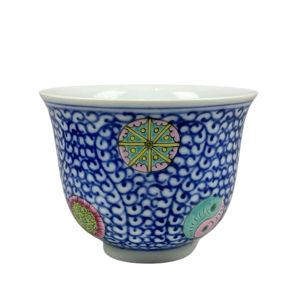 粉彩皮球花纹杯7426 一对