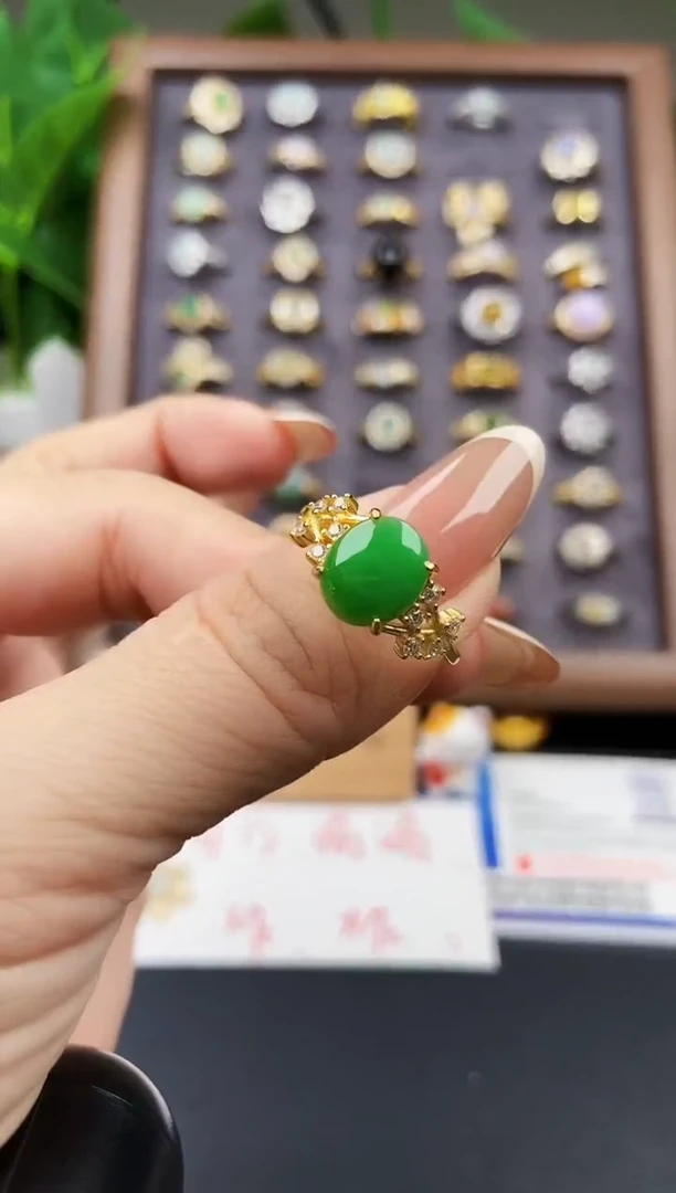 银S925镶嵌戒指翡翠12