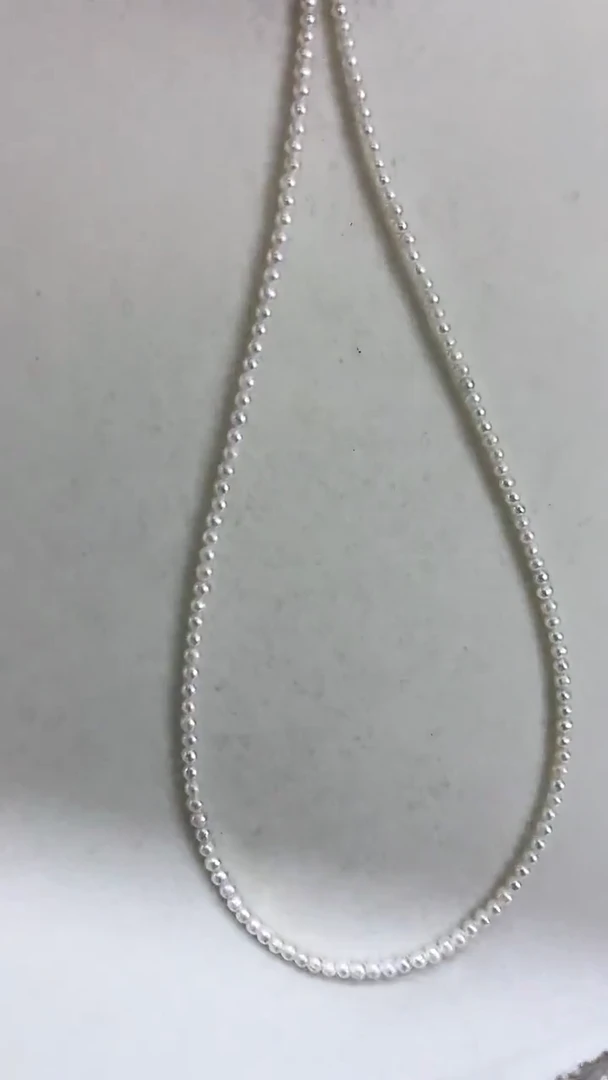 颈饰银S925镶嵌淡水珍珠天然珍珠极光小米珠3-4