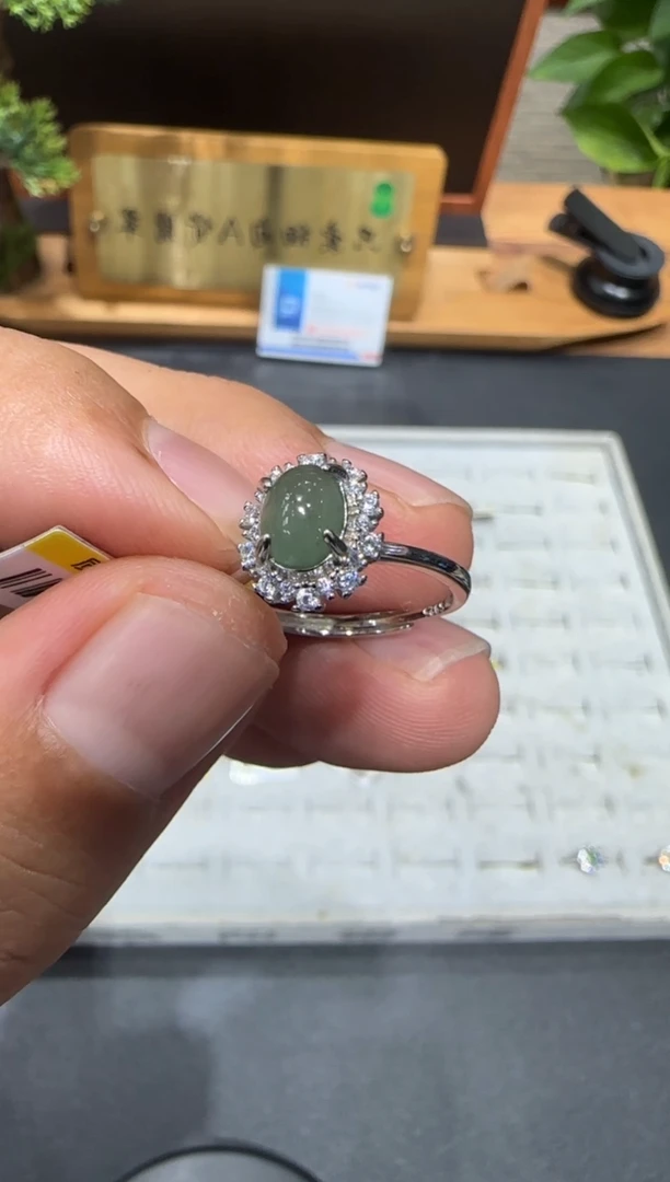 银S925镶嵌挂件翡翠麦**学A货翡翠多样性孤品