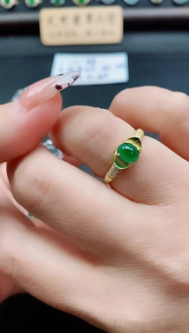 银S925镶嵌戒指翡翠1