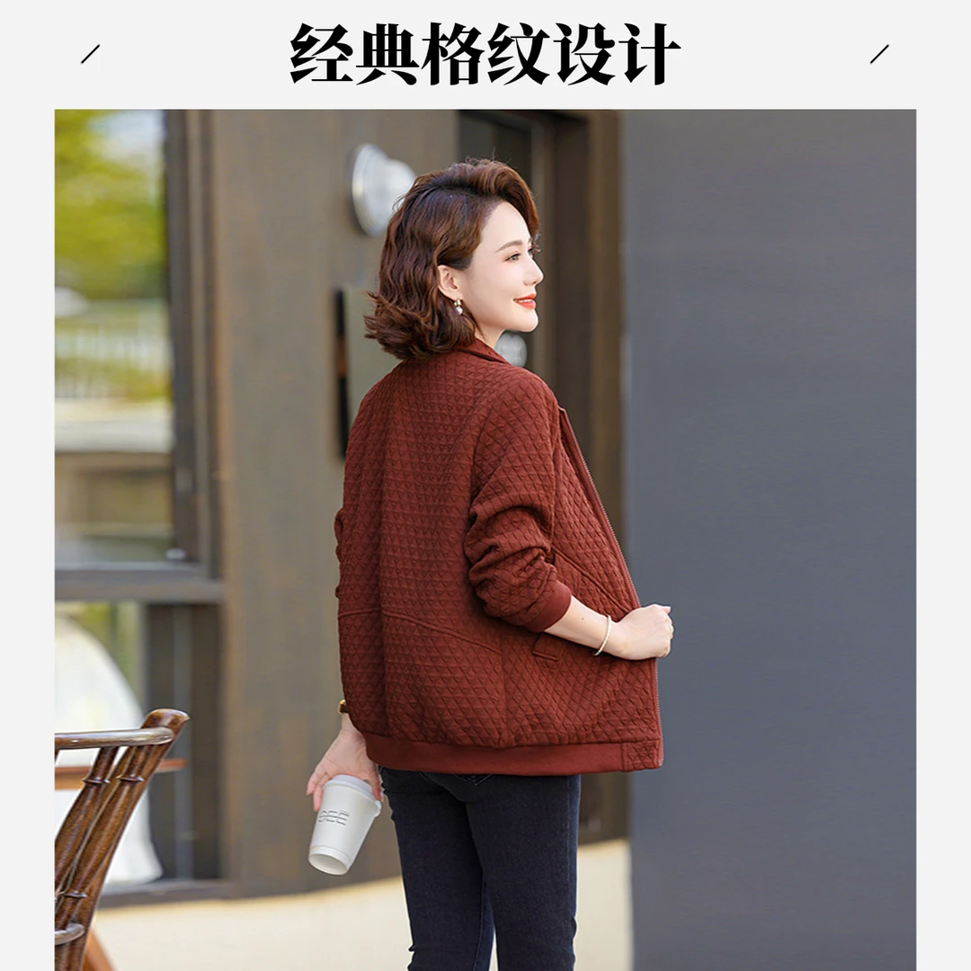 夏款春秋新款中老年女装翻领外套休闲宽松妈妈装短款洋气上衣批发