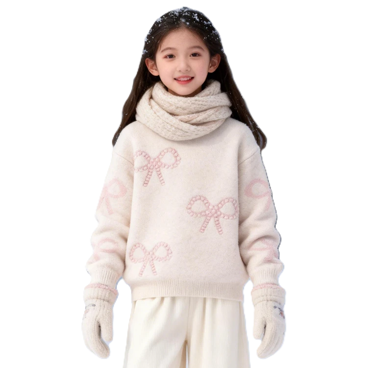 女童毛衣2025新款冬季中大童针织衫加厚女孩套头毛衣8-16岁