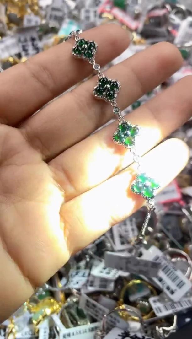 银S925镶嵌戒指翡翠666----2