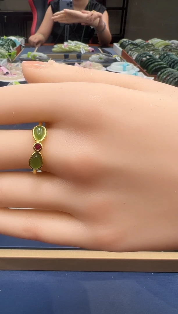 和田玉戒指银S925镶嵌B0056