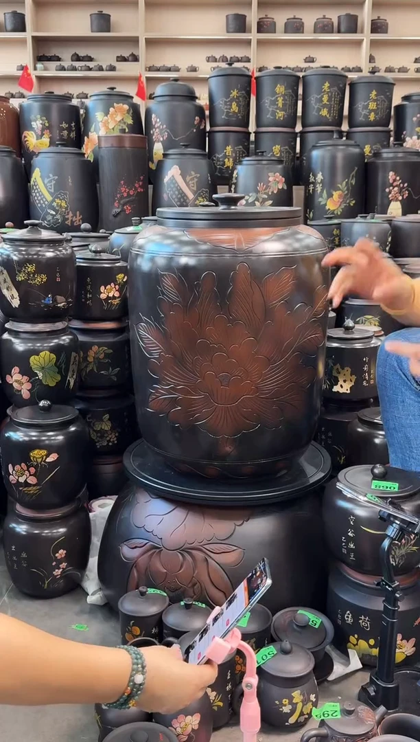 罐瑕疵茶缸高50cm 牡丹花 976