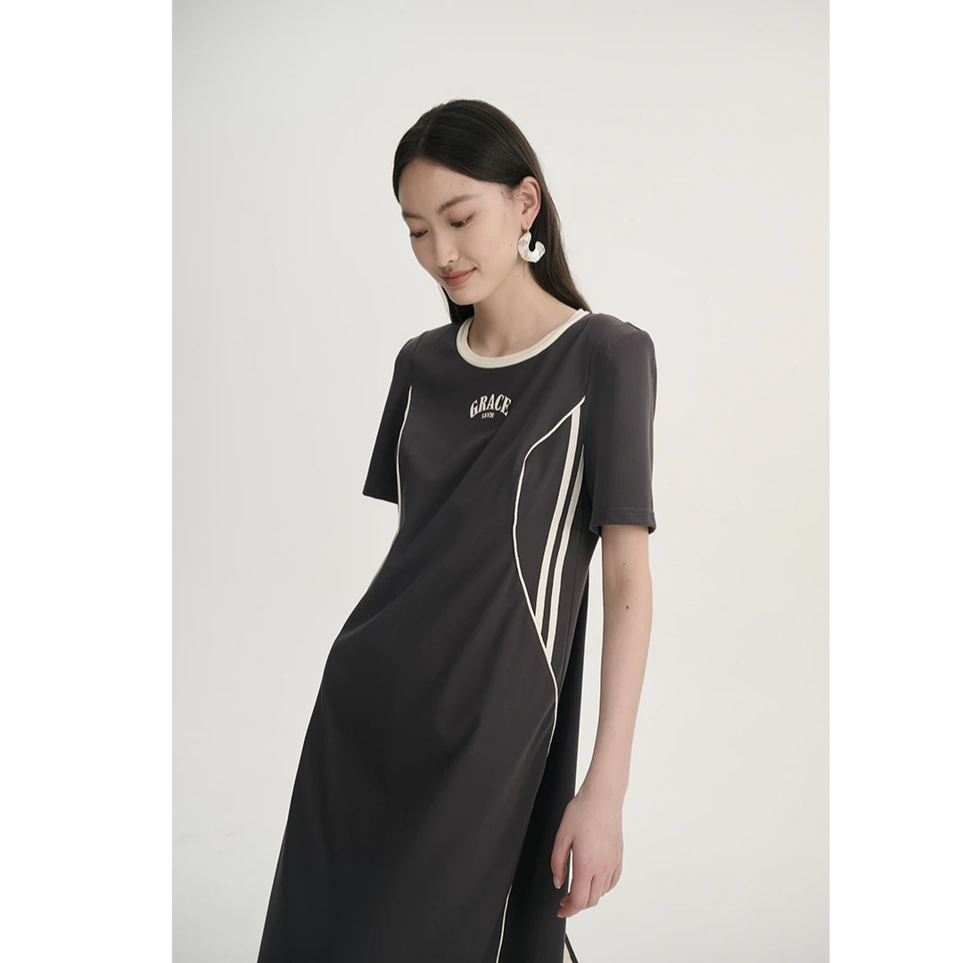 质新无二  运动连衣裙时尚休闲夏季圆领显瘦女士