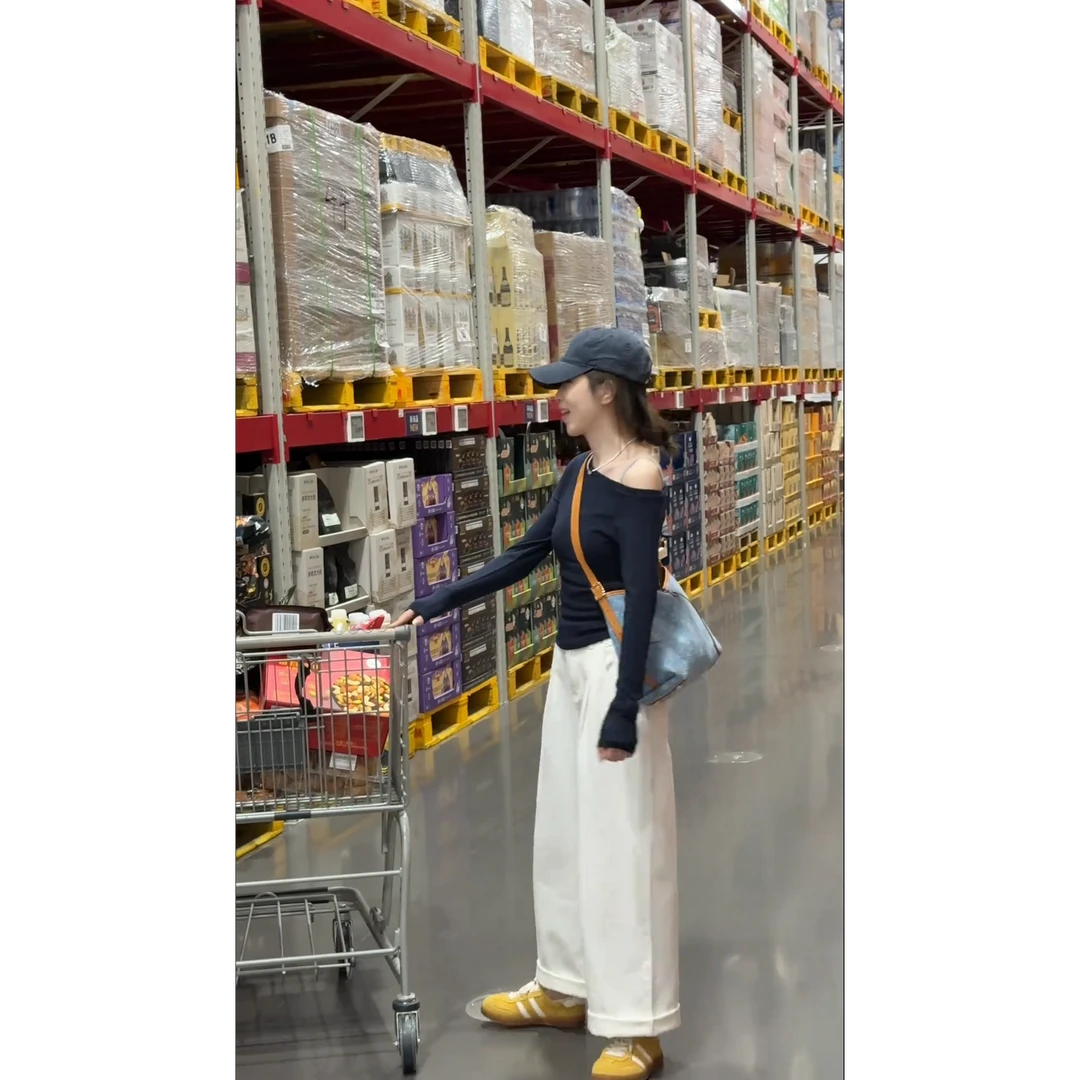 韩系斜肩t恤上衣高腰阔腿裤套装女2025夏季新款气质时尚辣妹穿搭