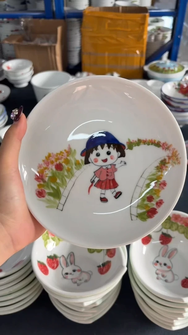 瓷片景德镇陶瓷食品级手绘釉中彩-浅盘