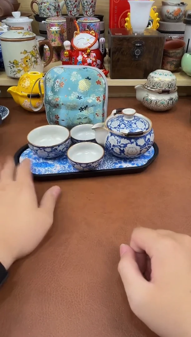 陶瓷茶具摆件旅行套组