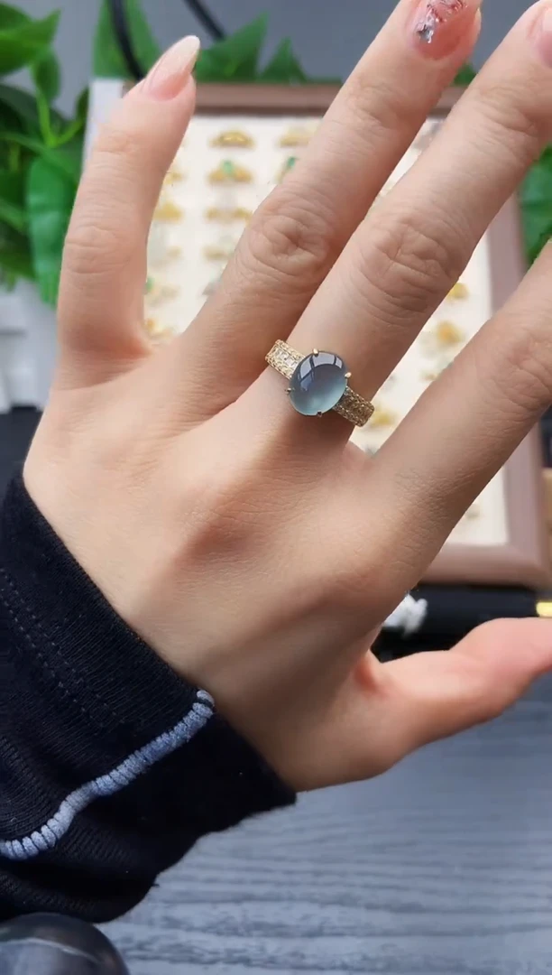 银S925镶嵌戒指翡翠12