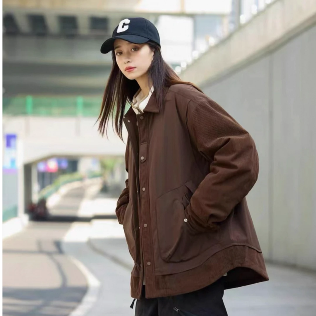 冬款加棉外套宽松休闲复古简单百搭外套