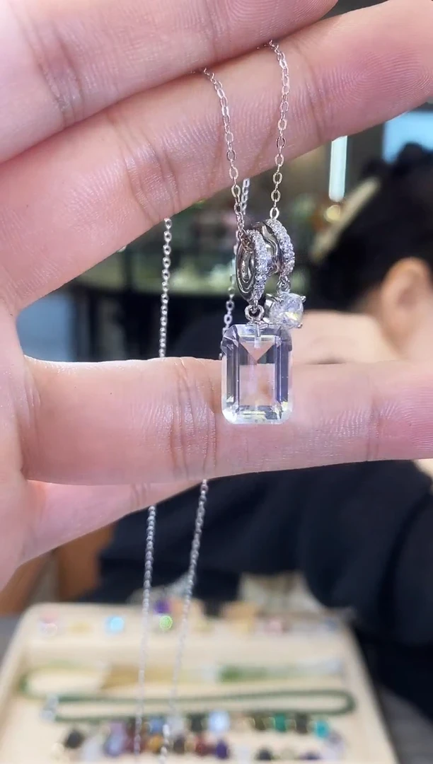 银S925镶嵌颈饰水晶18天然宝石