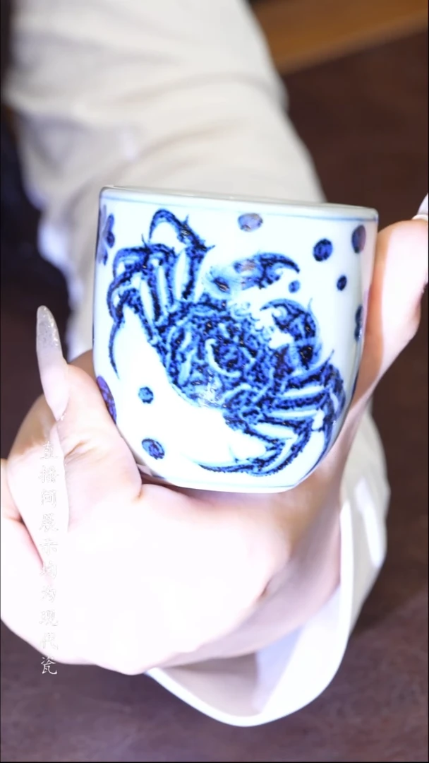 素月明河青花螃蟹