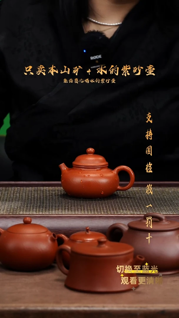 茶壶紫砂原矿龙山朱泥 纳底容天壶