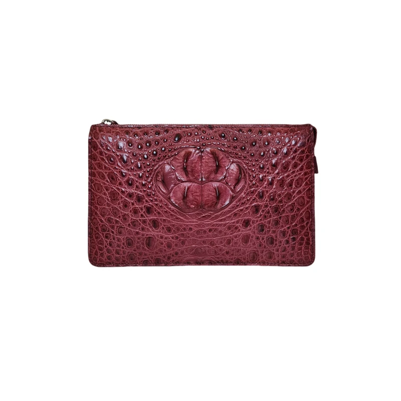 【2025高定女包】鳄鱼皮定制款红色简约气质中号百搭手拿女包X884