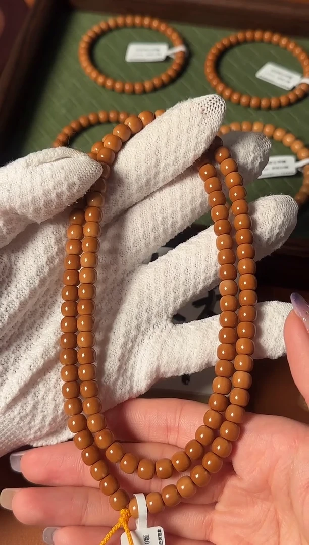 手串橄榄核【168核尖】7mm老挝核尖老型108三花面无白50年树王老料