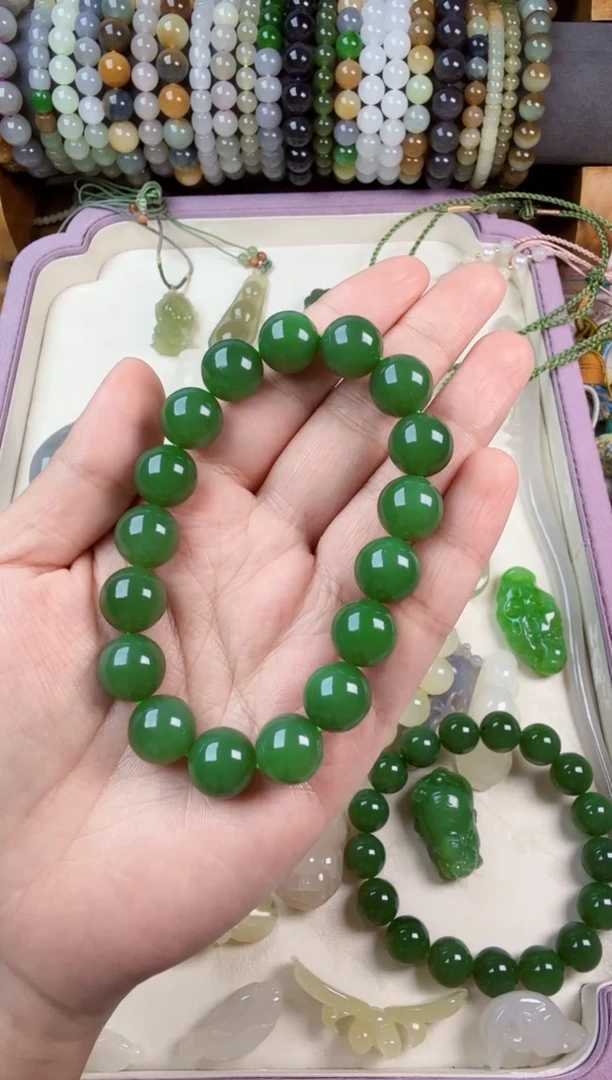未镶嵌手串和田玉吹**儿碧玉12mm手串