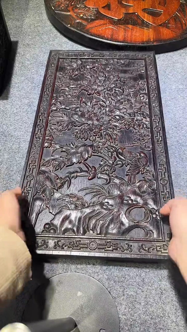 木紫檀拆件雕刻板以直播间实物为准微瑕老物件