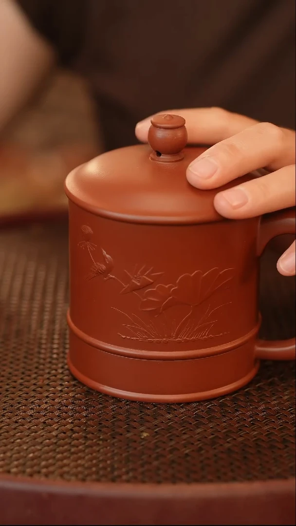 茶壶紫砂原矿手工制作盖杯 大红袍 320c