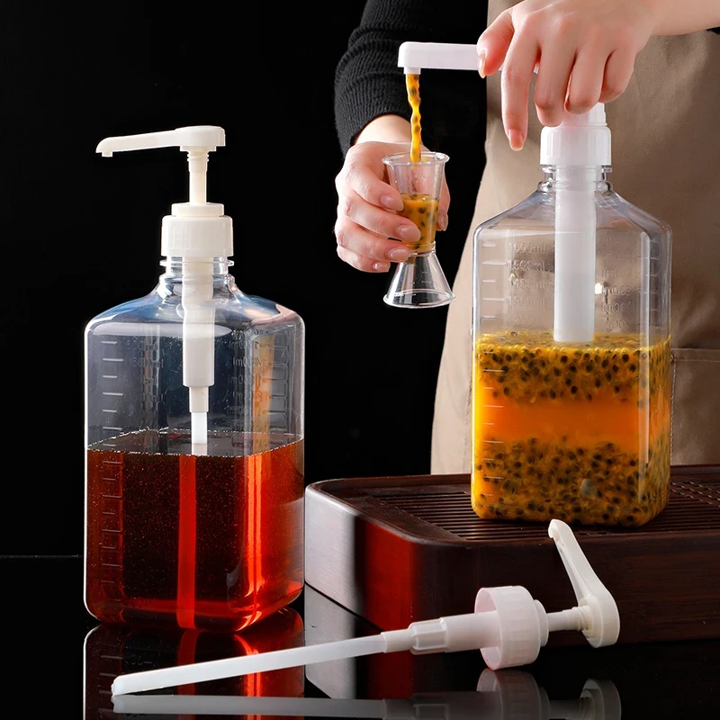 新款糖压瓶果糖压瓶奶茶店专用小塑料糖浆压糖瓶挤压瓶定量手压式