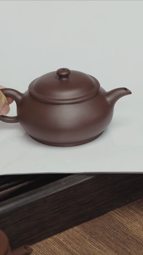 茶壶紫砂紫泥-明炉-全手