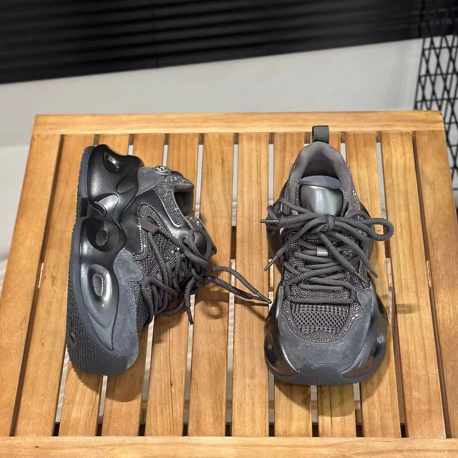 3781-MGG春季新款时尚水钻真皮老爹鞋