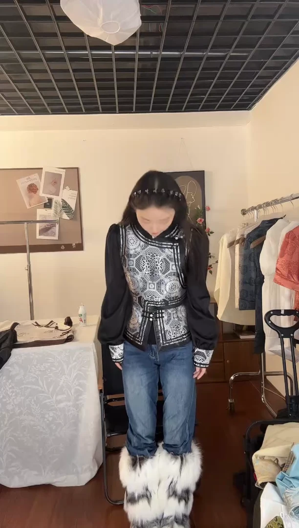 新款银色纱袖马夹3XL