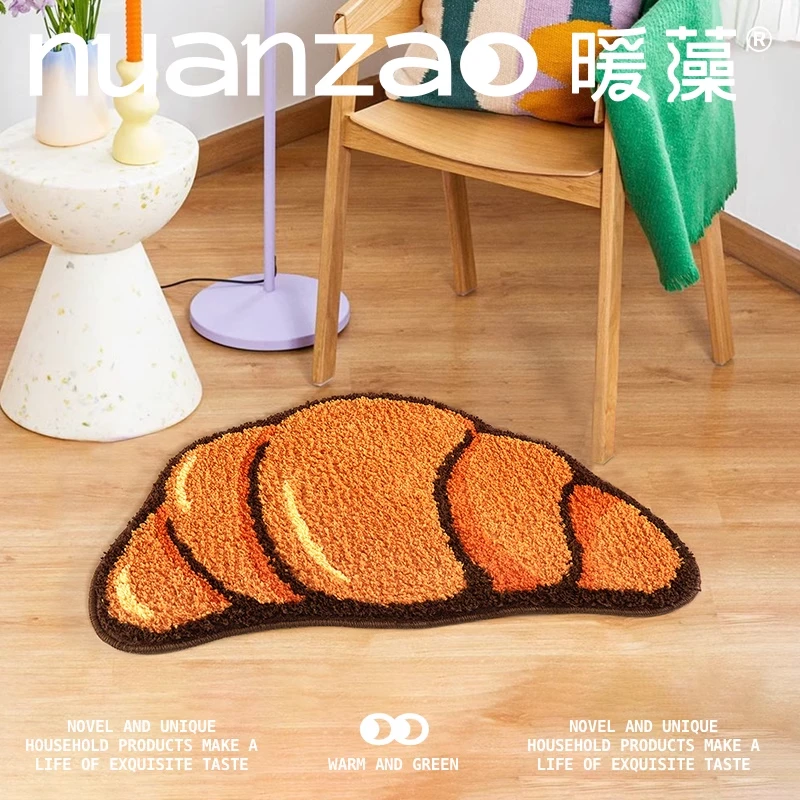 暖藻创意可爱设计感毛绒地毯防滑耐脏卧室加厚床边毯衣帽间脚垫