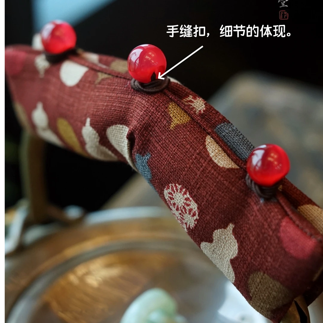 壶把套防烫布 提梁把手套盘扣隔热布束 壶配件手工加厚 可定制