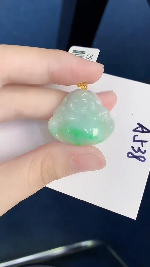 颈饰18K金镶嵌翡翠天然翡翠缅甸A货