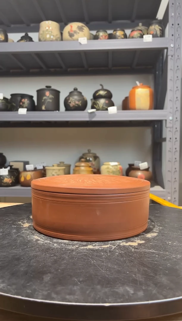 建水紫陶红泥复烧精品茶罐A197