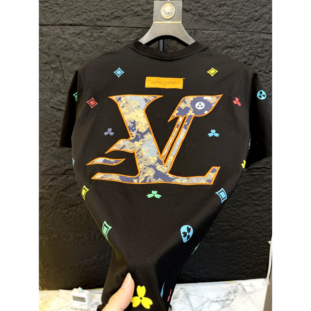 2025年夏季新款时尚刺绣短袖修身男女同款高品质短袖T恤825003-W