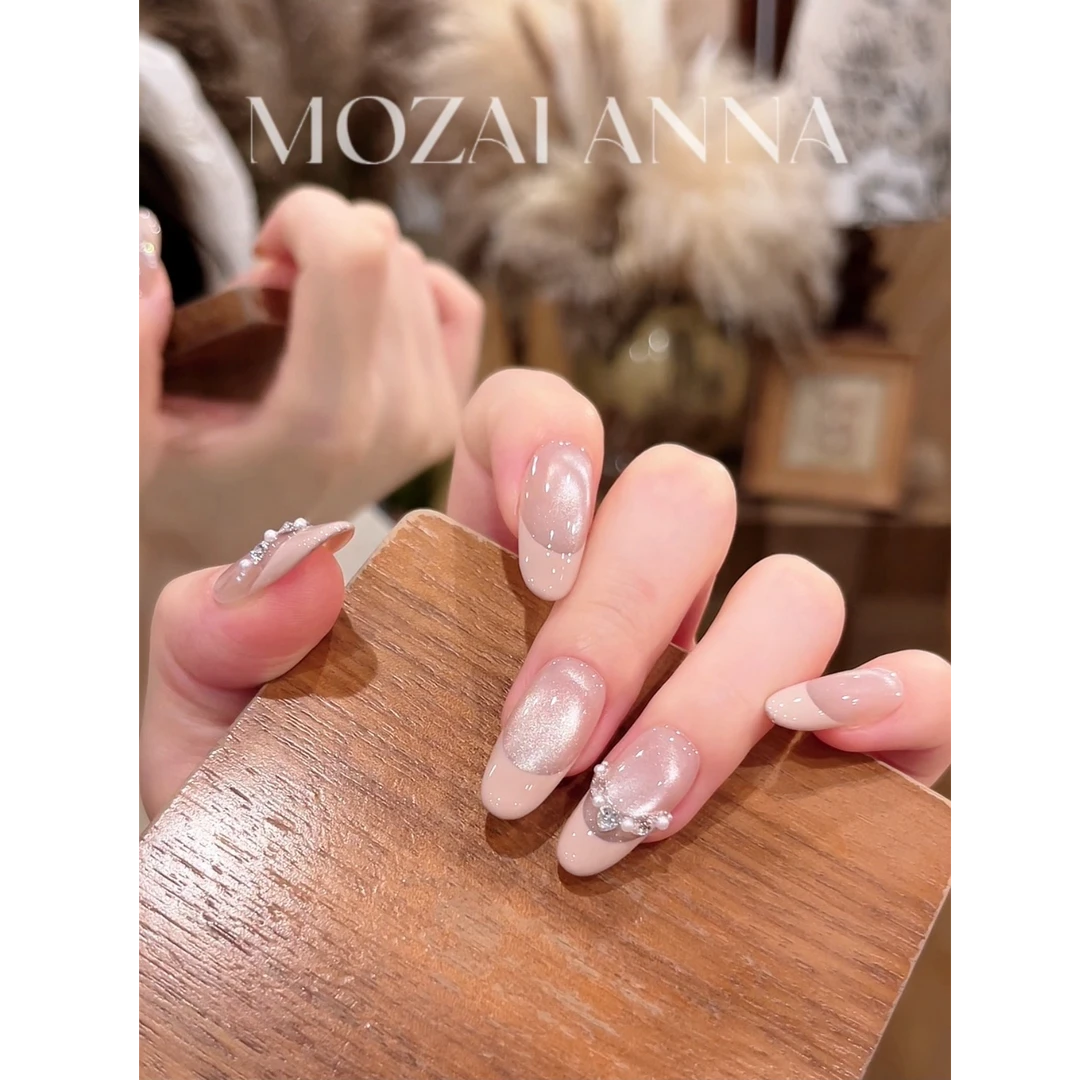 茉哉I【粉雾星海】纯手工定制美甲拆卸穿戴甲A4993