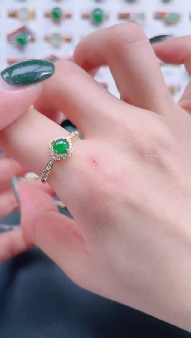 银S925镶嵌戒指翡翠天然翡翠