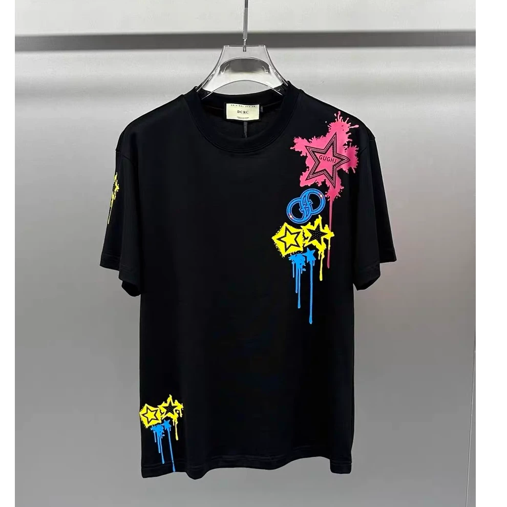 夏季男士休闲百搭卫衣高品质印花刺绣修身短袖圆领T恤上衣6059