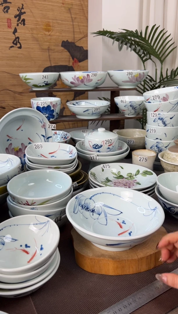 明舟微瑕手绘8寸高足面碗（单只装随机图案）