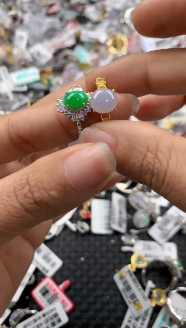 银S925镶嵌戒指翡翠171717----1