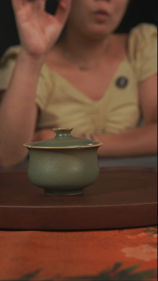 杯子柴烧柿柿如意盖碗一级品