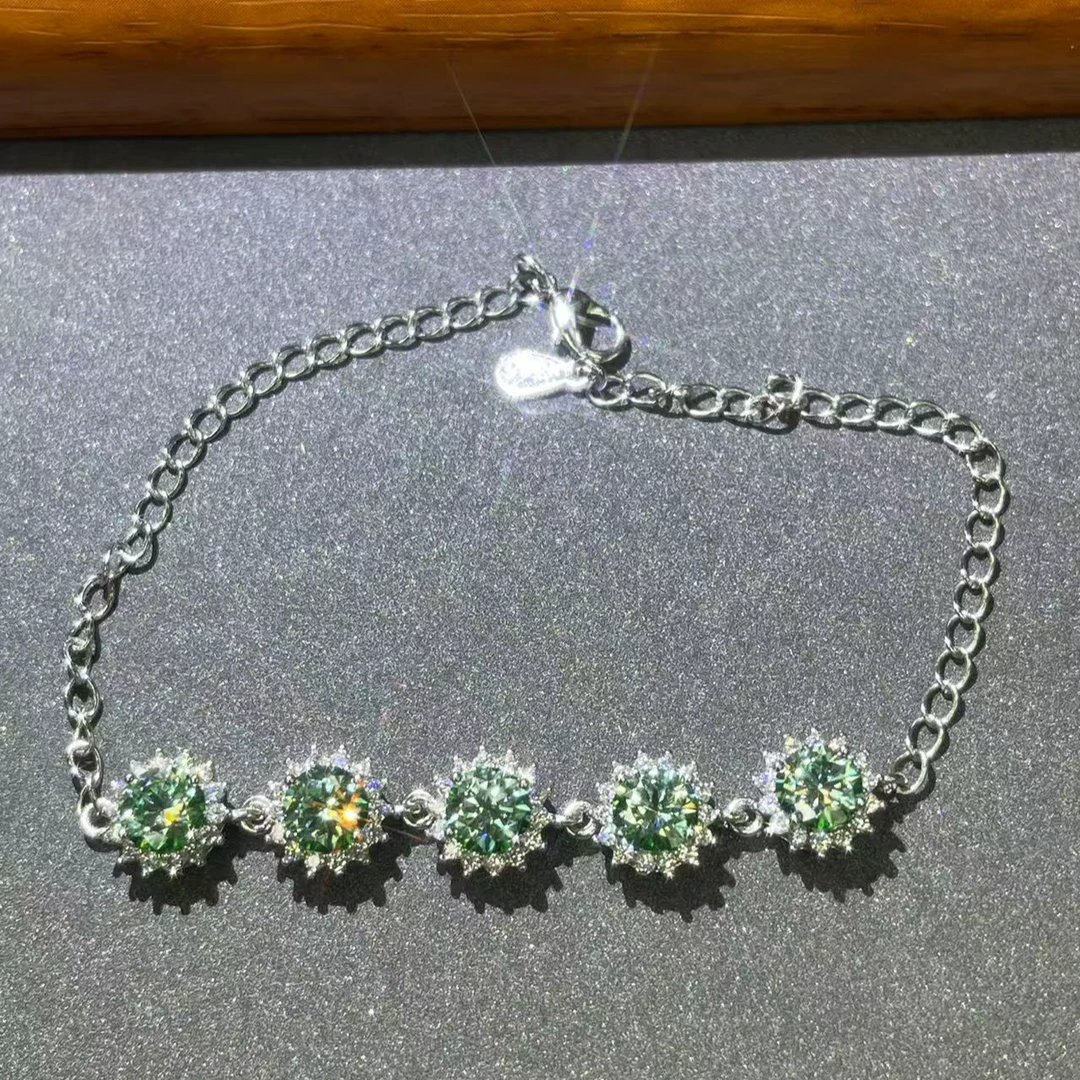 s6952白托绿镶太阳花手链多样性发货