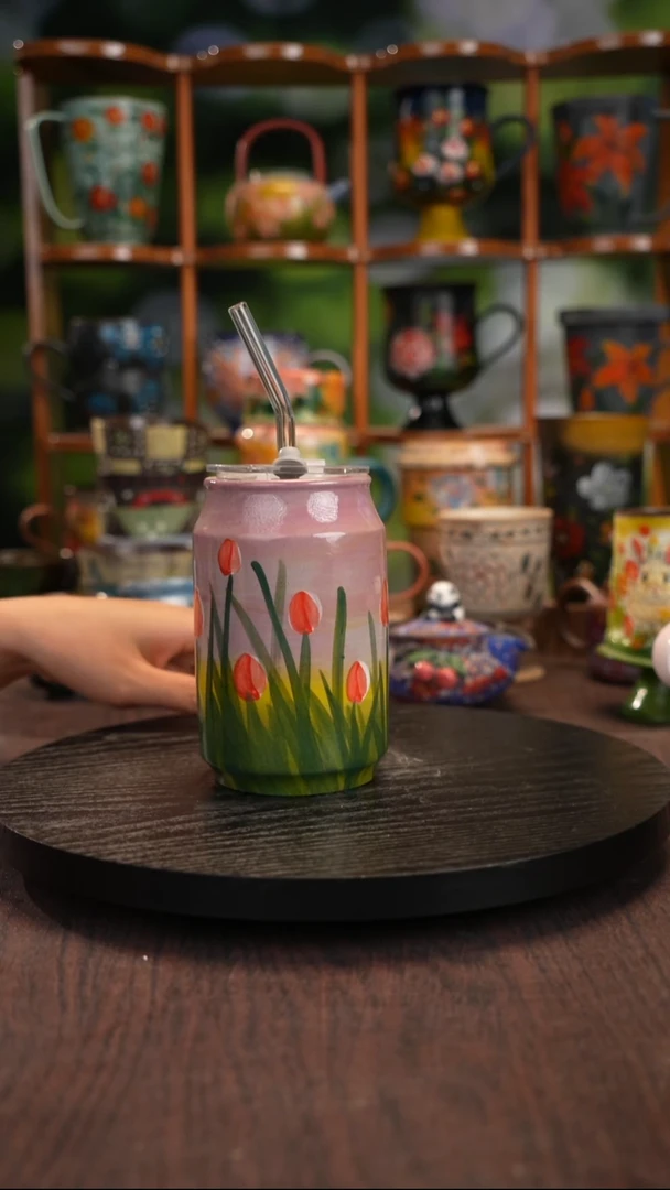 景德镇手绘陶瓷吸管杯