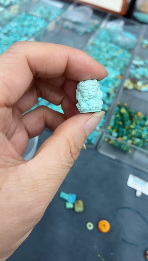 未镶嵌绿松石珠宝奇石提溜