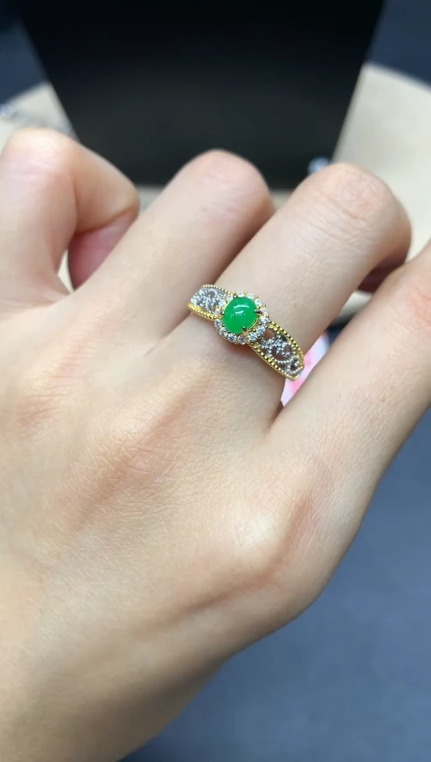 【闪购商品】翡翠戒指银S925镶嵌蛋面【多样性发其一】