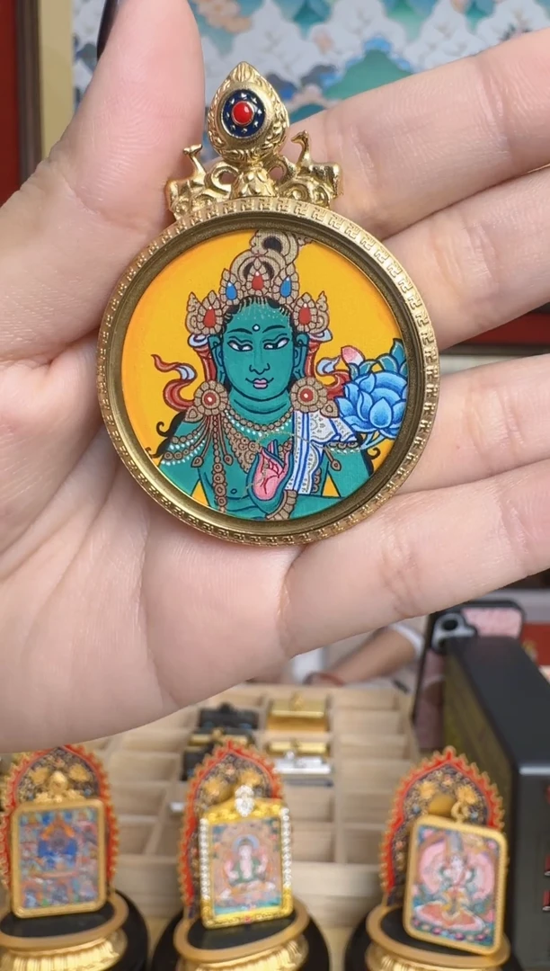 吊坠绿妈妈-热贡纯手绘达瓦